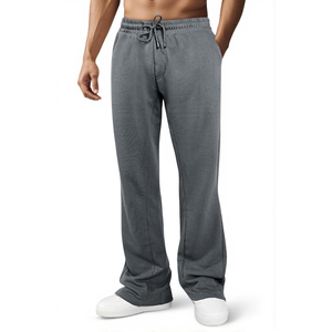 กางเกงแฟชั่นผู้ชายทรงขาบาน กางเกงวอร์ม สกรีนโลโก้ได้ ผ้าฝ้ายฟลีซ ระบายอากาศ เอวกลาง ทรงขาบาน สไตล์สตรีทแวร์และลำลอง - Product Image 1