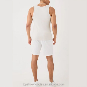 Camiseta sin mangas acanalada de gimnasio con tirantes musculosos de culturismo personalizada OEM para hombres - Product Image 2