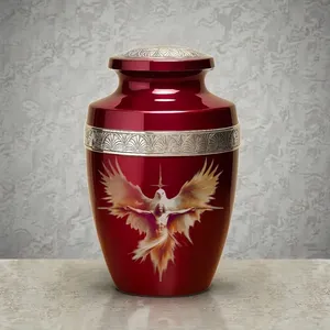 โกศเผาศพสีเบอร์กันดี สำหรับบรรจุอัฐิมนุษย์ ขนาดผู้ใหญ่ พร้อมถุง - Product Image 3