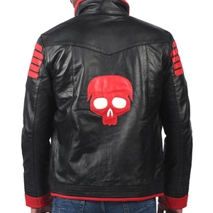 Veste de moto d'hiver coupe-vent en cuir véritable vintage unisexe - Product Image 2