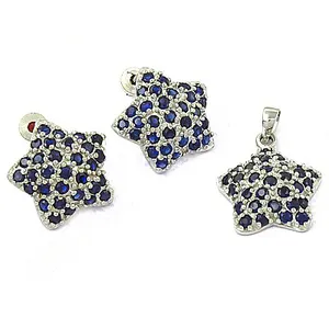Juego de Joyería de Plata 925 con Cristales de Estrás en Forma de Estrella, Pendientes y Collar Clásicos para Uso Diario, Regalo para Mujer - Product Image 1