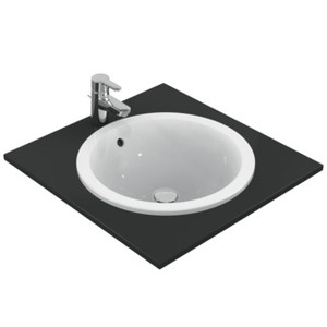 Lavabo rotondo in ceramica da incasso diametro 427 mm H160 da posizionare sopra il piano. Finitura superiore eccellente, levigata a macchina. Prodotto in Italia. - Product Image 2