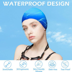 Bonnets de bain imperméables extensibles pour adultes et enfants, pour la piscine et l'eau libre - Product Image 2