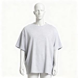 Camiseta Oversize Cuadrada de Diseño en Algodón de 230 g/m², 100% Algodón, Hombros Caídos, Personaliza tu Logotipo, Manga Corta, Color Gris Jaspeado - Product Image 1