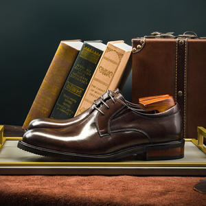 Nouvelles chaussures en cuir pour hommes, fabriquées à la main, style derby britannique à bout pointu, chaussures de ville en cuir véritable marron - Product Image 3