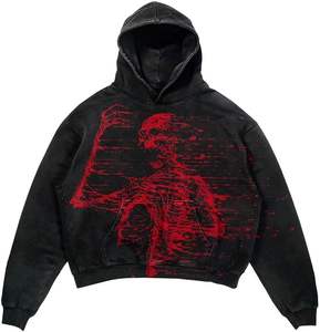 Sudadera con capucha unisex Halloween Y2K gótico informal alfabeto explosión estampado patrón calavera moda sudaderas con capucha hombres ropa - Product Image 4