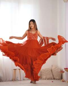 High Quality Fully Flared Indian Ethnic Anarkali Kurti Set for Elegant Wedding and Ethnic Event Fashion Statement - Product Image 6