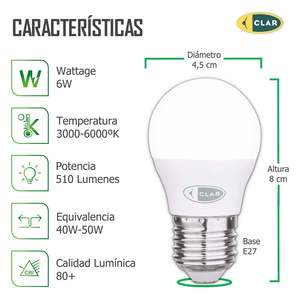 Bombillas LED E27 Pequeñas Mate de 6W G45 Categoría de Producto - Product Image 3