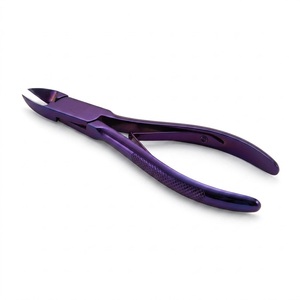 Pince à cuticules professionnelle 5 pouces avec verrouillage, en acier inoxydable, finition miroir titane violet, outil pour manucure et pédicure - Product Image 5