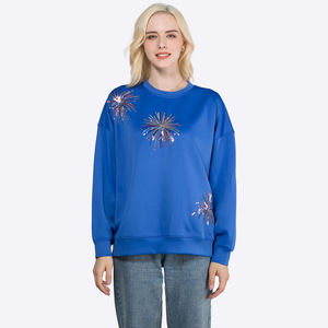 Suéteres personalizados de otoño para mujer, suéter de cuello redondo con lentejuelas bordadas con capa de aire, sudadera informal para mujer - Product Image 1