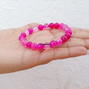 Bracelet personnalisé en pierre précieuse d'agate rose Bracelets en gros Bracelets de bonne qualité Acheter auprès de F S CRYSTAL - Product Image 1