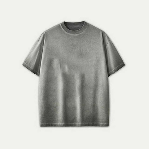 เสื้อยืดคอกลมสำหรับผู้ชายทรงโอเวอร์ไซส์ผ้าคอตตอนสไตล์สตรีทแขนสั้น100% ผ้าเจอร์ซีย์คุณภาพสูงผ้าเจอร์ซี่ - Product Image 6