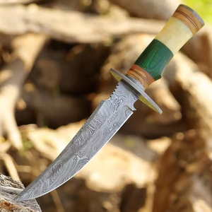 Cuchillo de Caza de Acero de Damasco de Alta Calidad, Nuevo Modelo 2025, Mango de Madera, Cuchillo Bowie para Camping, OEM PRESTIGE BLADES, Color Personalizado - Product Image 3