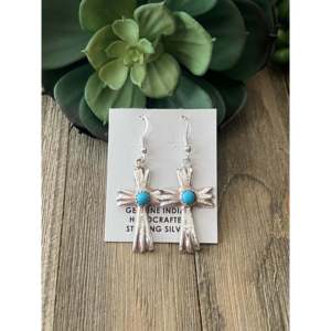 18k Gold Plated Navajo Sterling Silver Dangle Cross Earrings with <b>Shell</b> - Product Image 1