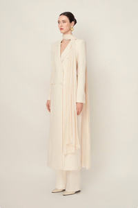 Elegant Ladies' Suit <b>Dress</b> with Scarf Detail Viola Long Double-Breasted ODM Services Made in Vietnam - Product Image 3