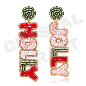 TONLUYAX Green Designer Beaded Earrings for Women Patriotic Memorial Day <b>Orange</b> White Blue Colour Fabric Material - Product Image 1