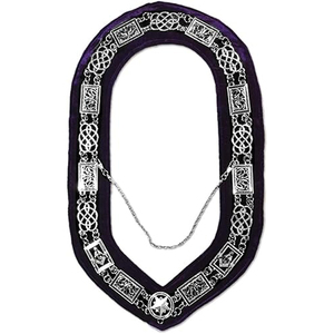 Gran Logia con diamantes de imitación y collar de cadena masónica de terciopelo púrpura - Product Image 2