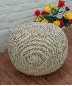 COTON TEINT COULEUR TISSU DE COTON FAIT À LA MAIN POUF TRICOTÉ OTTOMAN POUR SALON TABOURET ET OTTOMANS STYLE EUROPÉEN ET AMÉRICAIN - Product Image 3