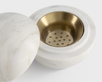 Brûleur d'encens Bakhoor en marbre moderne avec bol intérieur en métal, brûleur d'oud arabe pour la décoration du Ramadan et l'utilisation domestique au Moyen-Orient et au Golfe