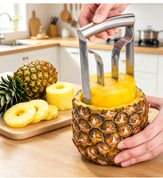 Robuuste roestvrijstalen ananasboor- en snijder, professionele fruitpeller en steelverwijderaar voor de keuken