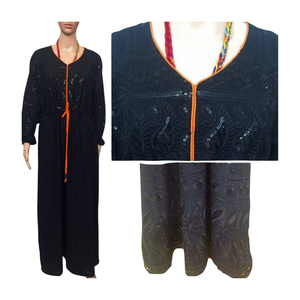 Vintage Modest Dubai <b>Kaftan</b> Jalabiyat – Floral Printed Organza Dress with <b>Sequin</b> Embroidery, Modern Islamic Wear for Women - Product Image 6