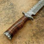 Cuchillo Bowie de Supervivencia y Caza para Exteriores, Hecho a Mano, de Acero de Damasco, Hoja Fija de Espiga Completa, Mango de Cuero |   OEM Personalizable - Product Image 3