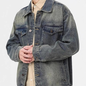 Chaqueta de mezclilla azul Vintage para hombre, diseño personalizado, ropa resistente con botones, manga larga, 100% algodón, disponible, tamaño alto, servicio OEM - Product Image 4