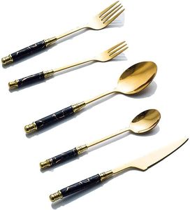Juego de cubiertos de acero inoxidable con mango de resina perfecto para cenas de bodas y servicio de comida elegante - Product Image 5