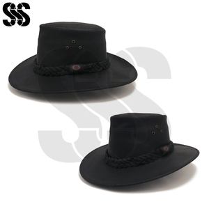 Chapeau en cuir occidental décontracté pour homme, de haute qualité, réglable, noir, pour usage extérieur et équestre, personnalisable, chapeau d'équitation - Product Image 4