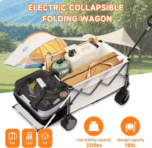 Chariot de jardin pliable électrique Chariot utilitaire pliable en métal pour le camping, le sport, le shopping, l'épicerie - Product Image 5
