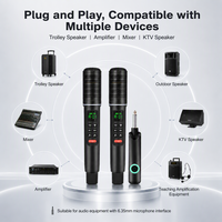 Ensemble de microphones dynamiques cardioïdes sans fil professionnels à double fonction, suppression du bruit, portables, en plastique, pour karaoké, scène, fête, événements en plein air