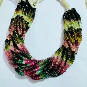 Perles en vrac de tourmaline naturelle de qualité AA, facettées en rondelles de 4 mm, multicolores, certifiées par un tiers, pour la fabrication de stylos, 15,5 pouces - Product Image 1