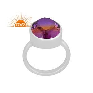 Meilleure vente bague empilable en argent sterling fin Bio amétrine doublet de pierres précieuses de quartz fabricant de bijoux personnalisé - Product Image 1
