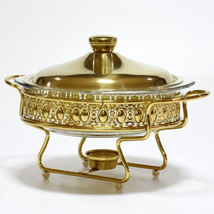 Brass Designer Serving <b>Dish</b> With Gold Color and <b>Stand</b> Kitchenware Tabletop Decorative Food Serving and Warming Casserole <b>Dish</b> - Product Image 4
