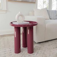 Table d'appoint moderne de haute qualité à trois pieds laquée, finition brillante marine, table d'appoint contemporaine, OEM ODM, vente en gros, Vietnam