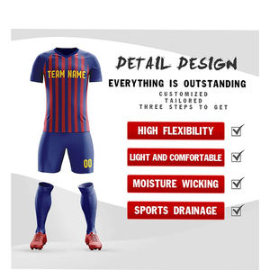 Uniformes de fútbol de algodón y poliéster de alta calidad personalizados para hombre, ropa deportiva de fútbol, Camiseta con estampado personalizado de logotipo, pantalones cortos de equipo para adultos - Product Image 3