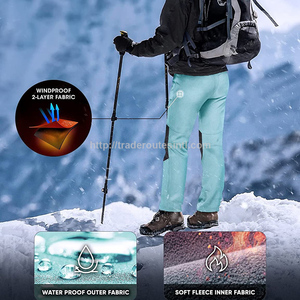 Pantaloni in poliestere Softshell e <span class=keywords><strong>velluto</strong></span> <span class=keywords><strong>a</strong></span> <span class=keywords><strong>coste</strong></span> traspiranti da <span class=keywords><strong>donna</strong></span> OEM ODM antivento da trekking all'aperto neve taglie forti Casual - Product Image 6