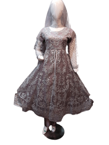 High Quality Ladies Maxie Style <b>Dress</b> Straight Embroidery Short Sleeve <b>Party</b> Wear Lace Club Export Quality Pakistani Readymade - Product Image 2