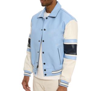 Chaqueta Varsity personalizada para hombre, chaqueta informal con soporte transpirable de poliéster para niños, manga de cuero, bordado liso en blanco, Letterman Varsity 2026 - Product Image 4