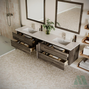 Gabinetes de madera listos para montar de estilo moderno, elegante Lavabo de Metal de madera resistente al agua para uso en villas de hoteles, diseño OEM/ODM - Product Image 2