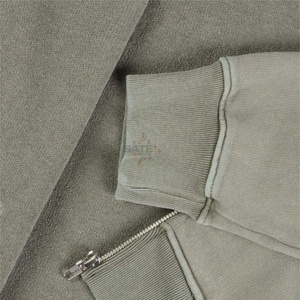 Sweat à capuche zippé intégral de qualité supérieure, délavé à l'acide, brodé, 100 % coton, coupe ample unisexe, décontracté d'hiver, poids moyen, épaules tombantes - Product Image 4