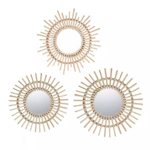 Espejo de Pared Artesanal Ecológico de Jacinto de Agua de Vietnam, Diseño Artesanal Contemporáneo y Elegante, Decorativo para Baño - Product Image 1