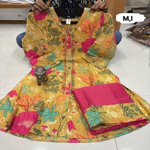 New Arrival Printed Muslin <b>Kurti</b> And Plazzo <b>Woman</b> Fashion Manufacturer And Supplier From Surat At Cheap Rate - Product Image 1