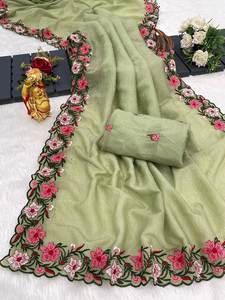 โสร่งผ้าไหมนิ่มดีไซน์เนอร์งานแฟนซีสไตล์ปากีสถานสำหรับงานแต่งงานฟังก์ชั่นปาร์ตี้สวมใส่ผ้าตาข่ายหมายเลขแฟนซี - Product Image 4