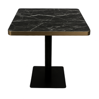 Meubles de restaurant commerciaux de luxe, table à manger carrée en marbre noir, base en métal, petite table de café, bistrot, hôtel