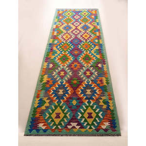 พรมกิลิมไมมาณา อัฟกานิสถาน ขนาด 300 x 86 ซม. ชุดพรมพื้นเมืองแบบดั้งเดิมของอัฟกานิสถาน - Product Image 4