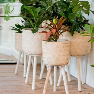 Mini pots de fleurs en bambou faits à la main-Jardinières décoratives polyvalentes - Product Image 3