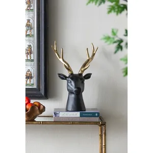 Cerf Lion Gaze Power Office Table Centre de table statue d'animal Perdrix en métal dans un décor de poirier fabriqué par Zahid Exports en Inde - Product Image 3