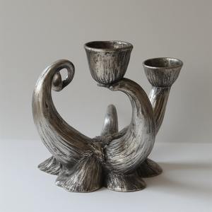 Portavelas de cuerno de aluminio hecho a mano con acabado antiguo grabado artesanal hecho a mano que ofrece acento decorativo para interiores - Product Image 5