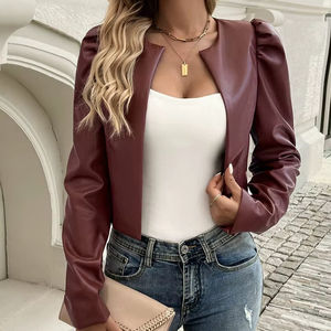 Chaqueta de Cuero Impermeable y Transpirable de Alta Calidad para Mujer, Estilo Urbano, Largo Regular, Diseño Sólido, para Otoño e Invierno - Product Image 1